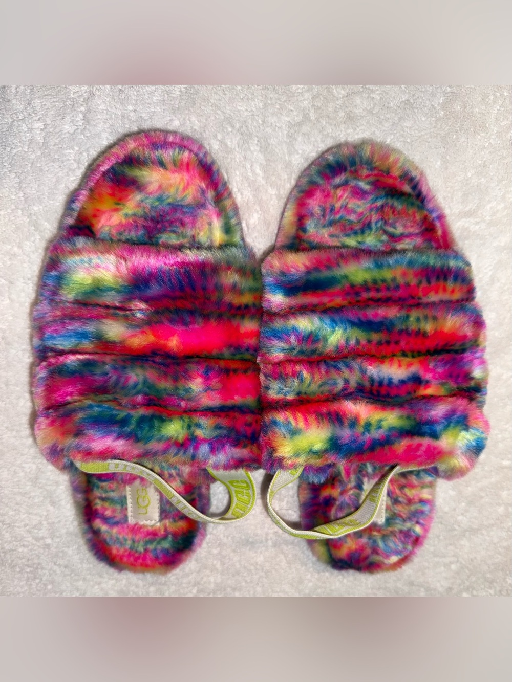 Ugg Multicolor Faux-Fur Slide Slippers Ladies Size 5